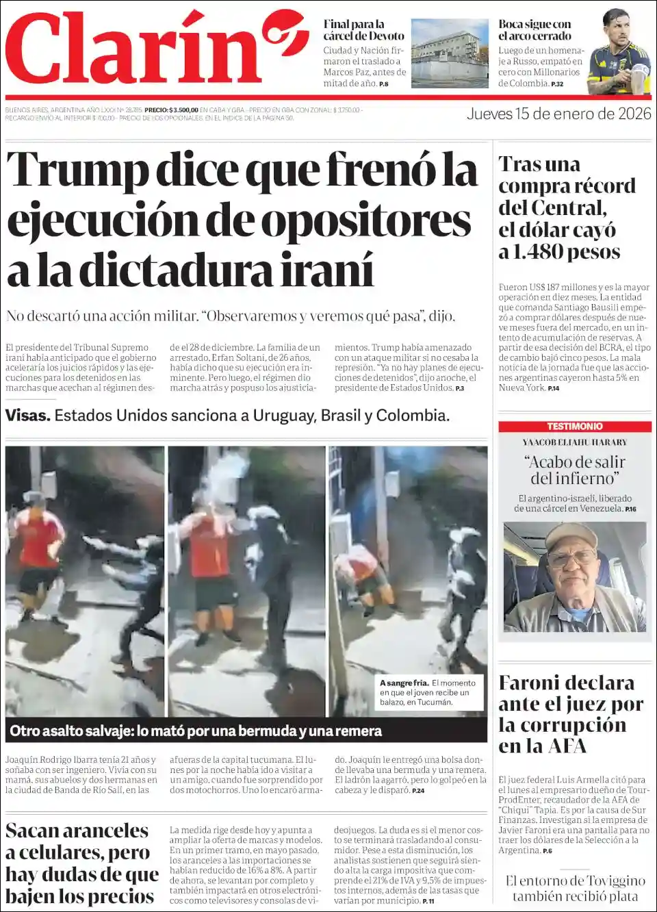 Estudios Max | REVISTA Y RADIO ENFIESTA2 - Tapa del diario Clarin