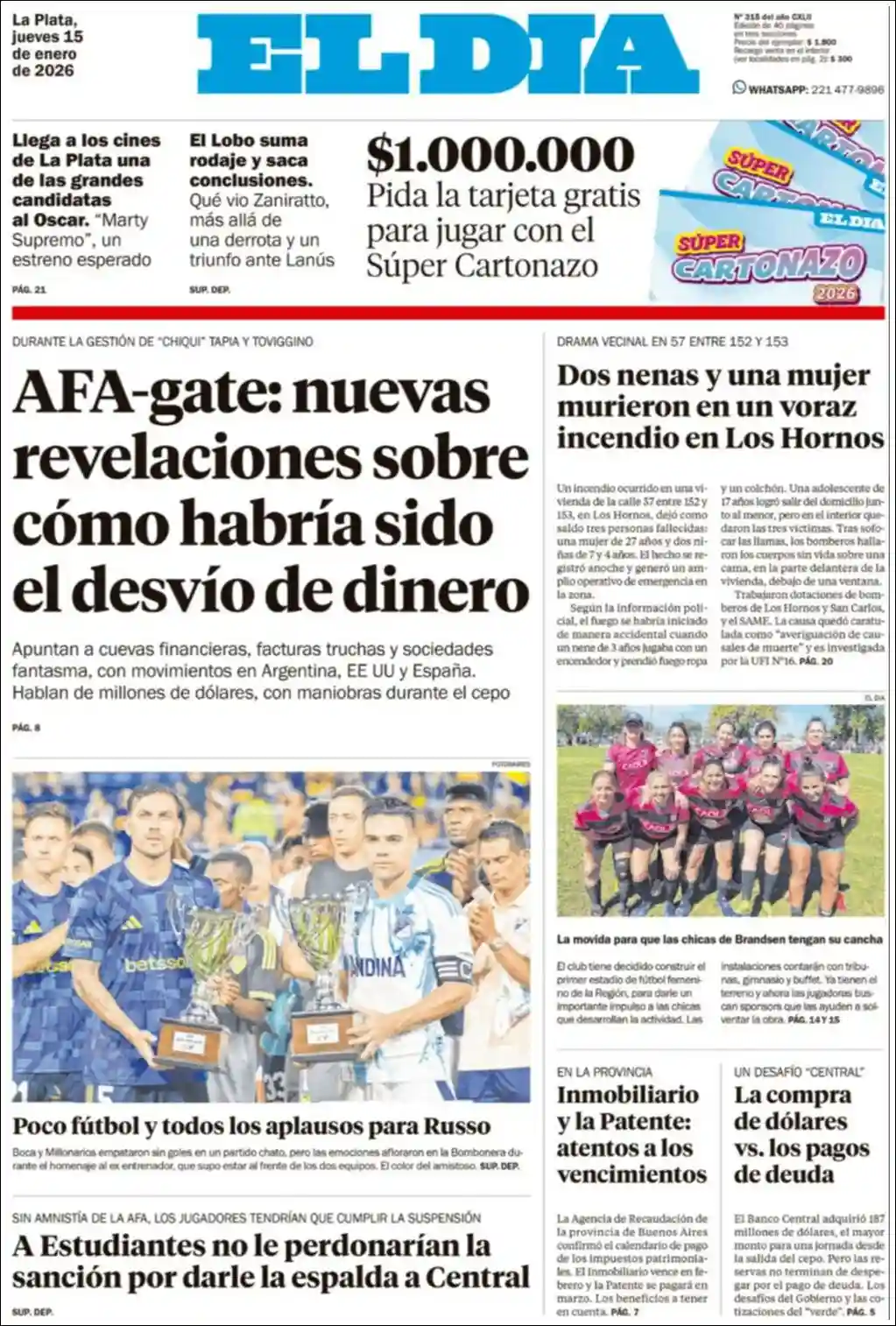 Estudios Max | REVISTA Y RADIO ENFIESTA2 - Tapa del diario El Dia